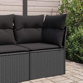 ARDEBO.de - Garten-Ecksofa mit Kissen Schwarz Poly Rattan