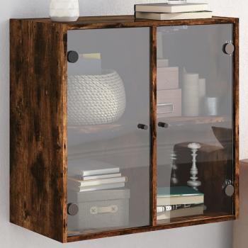 ARDEBO.de - Wandschrank mit Glastüren Räuchereiche 68x37x68,5 cm