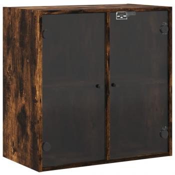 Wandschrank mit Glastüren Räuchereiche 68x37x68,5 cm