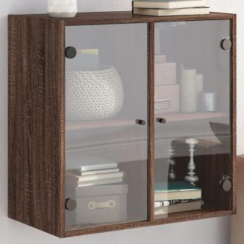 ARDEBO.de - Wandschrank mit Glastüren Braun Eichen-Optik 68x37x68,5 cm