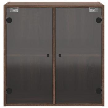 Wandschrank mit Glastüren Braun Eichen-Optik 68x37x68,5 cm