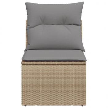 Gartensessel ohne Armlehnen mit Kissen Beige Poly Rattan