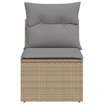 Gartensofa ohne Armlehnen mit Kissen Beige Poly Rattan