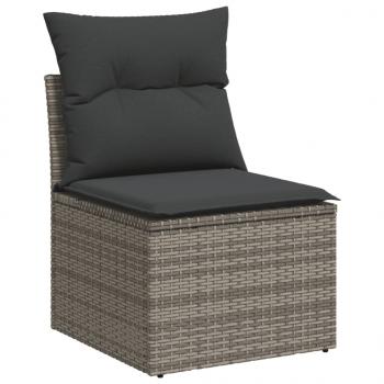 Gartensessel ohne Armlehnen mit Kissen Grau Poly Rattan