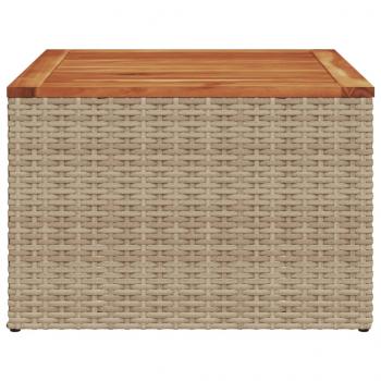 Gartentisch Beige 55x55x37 cm Poly Rattan und Akazienholz