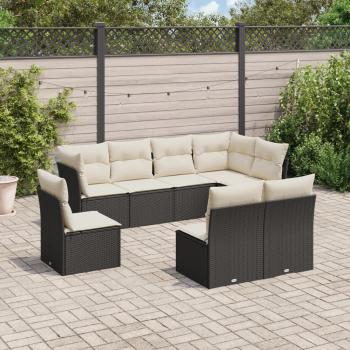 ARDEBO.de - 8-tlg. Garten-Sofagarnitur mit Kissen Schwarz Poly Rattan