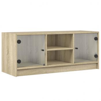 TV-Schrank mit Glastüren Sonoma-Eiche 102x37x42 cm