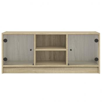 TV-Schrank mit Glastüren Sonoma-Eiche 102x37x42 cm