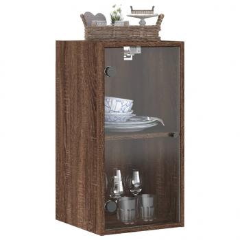 Wandschrank mit Glastüren Braun Eichen-Optik 35x37x68,5 cm