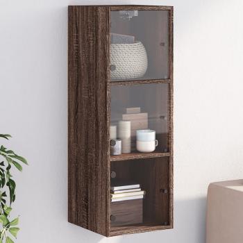 ARDEBO.de - Wandschrank mit Glastüren Braun Eichen-Optik 35x37x100 cm