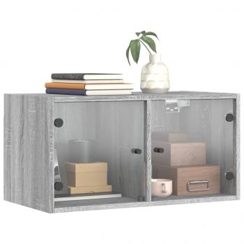 Wandschrank mit Glastüren Grau Sonoma 68,5x37x35 cm