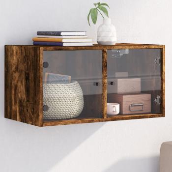 ARDEBO.de - Wandschrank mit Glastüren Räuchereiche 68,5x37x35 cm