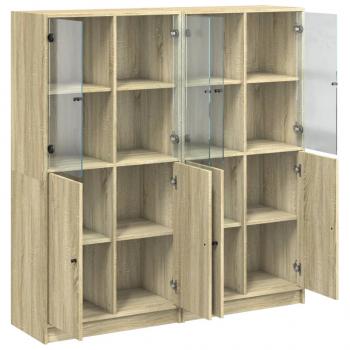 Bücherschrank mit Türen Sonoma-Eiche 136x37x142cm Holzwerkstoff