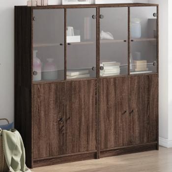 ARDEBO.de - Bücherschrank mit Türen Braun Eichen-Optik 136x37x142 cm