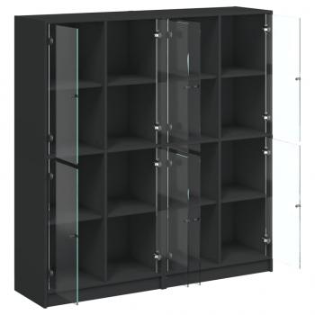 Bücherschrank mit Türen Schwarz 136x37x142 cm Holzwerkstoff