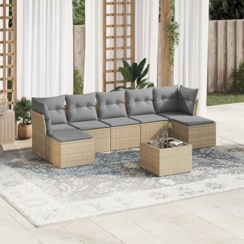 ARDEBO.de - 8-tlg. Garten-Sofagarnitur mit Kissen Beige Poly Rattan