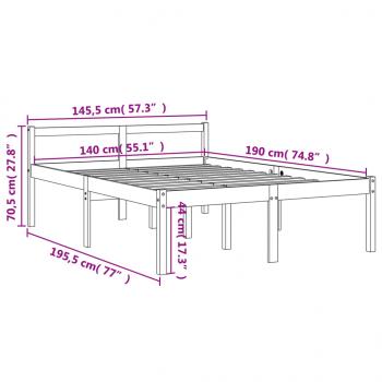 Seniorenbett Wachsbraun 140x190 cm Massivholz Kiefer