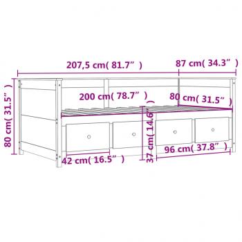 Tagesbett ohne Matratze Wachsbraun 80x200 cm Massivholz Kiefer