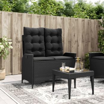 ARDEBO.de - Gartenbank Verstellbar mit Kissen Schwarz Poly Rattan