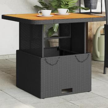 ARDEBO.de - Gartentisch Schwarz 80x80x71 cm Poly Rattan und Akazienholz