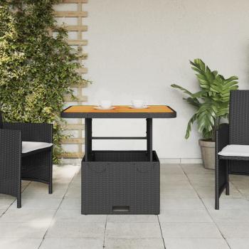 Gartentisch Schwarz 80x80x71 cm Poly Rattan und Akazienholz