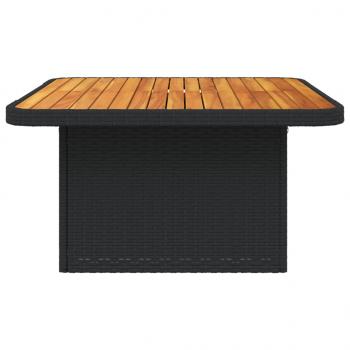 Gartentisch Schwarz 80x80x71 cm Poly Rattan und Akazienholz