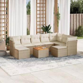 ARDEBO.de - 10-tlg. Garten-Sofagarnitur mit Kissen Beige Poly Rattan