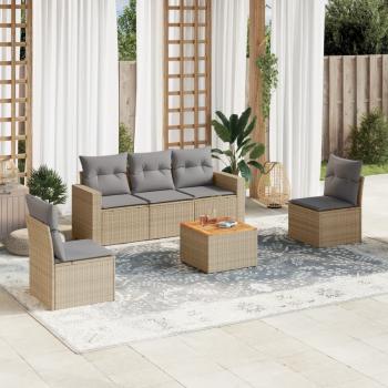 ARDEBO.de - 6-tlg. Garten-Sofagarnitur mit Kissen Beige Poly Rattan