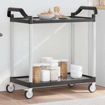 ARDEBO.de - Rollwagen mit 2 Etagen Schwarz 99x50x97 cm Aluminium