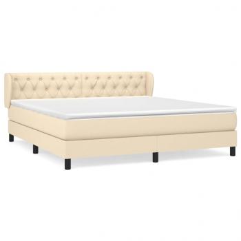 Boxspringbett mit Matratze Creme 160x200 cm Stoff