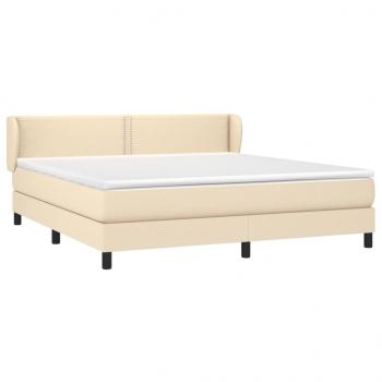 Boxspringbett mit Matratze Creme 180x200 cm Stoff