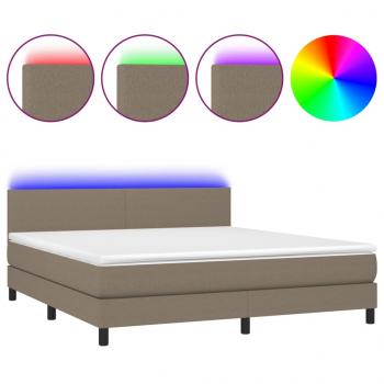 ARDEBO.de - Boxspringbett mit Matratze & LED Taupe 160x200 cm Stoff