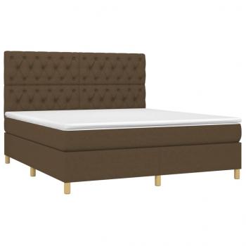 Boxspringbett mit Matratze & LED Dunkelbraun 160x200 cm Stoff