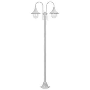 ARDEBO.de - Garten-Pollerleuchte E27 220 cm Aluminium 2-Laterne Weiß 