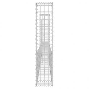 Gabionenkorb U-Form mit 3 Säulen Eisen 260x20x100 cm