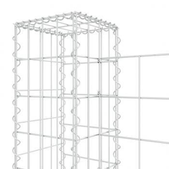 Gabionenkorb U-Form mit 3 Säulen Eisen 260x20x100 cm