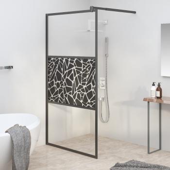 ARDEBO.de - Duschwand für Walk-In Dusche 100x195cm ESG Steindesign Schwarz