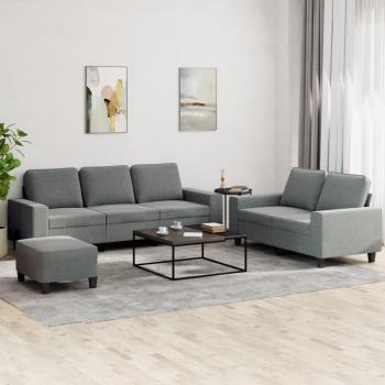 ARDEBO.de - 3-tlg. Sofagarnitur Dunkelgrau Stoff