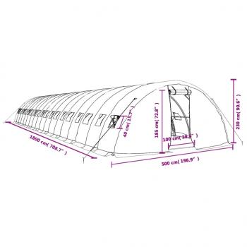 Gewächshaus mit Stahlrahmen Grün 90 m² 18x5x2,3 m