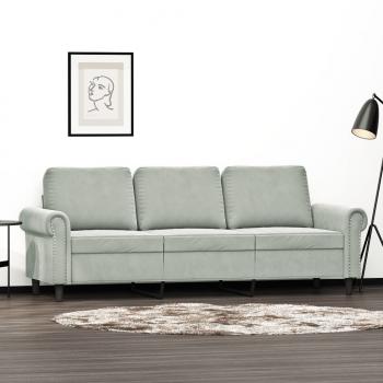 ARDEBO.de - 3-Sitzer-Sofa Hellgrau 180 cm Samt