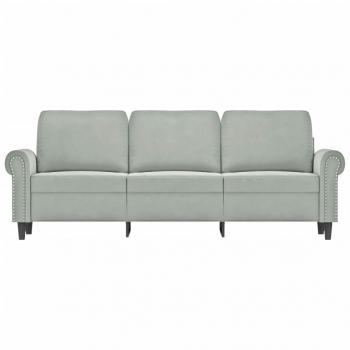 3-Sitzer-Sofa Hellgrau 180 cm Samt