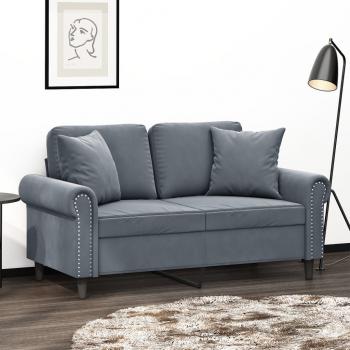 ARDEBO.de - 2-Sitzer-Sofa mit Zierkissen Dunkelgrau 120 cm Samt