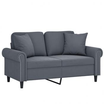 2-Sitzer-Sofa mit Zierkissen Dunkelgrau 120 cm Samt