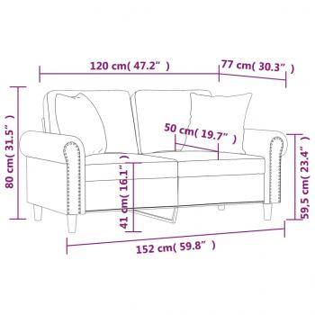 2-Sitzer-Sofa mit Zierkissen Dunkelgrau 120 cm Samt