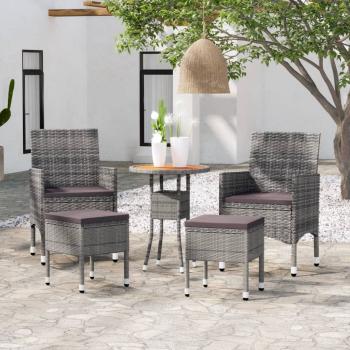 ARDEBO.de - 5-tlg. Garten-Lounge-Set Poly Rattan Grau