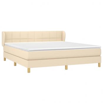 Boxspringbett mit Matratze Creme 180x200 cm Stoff