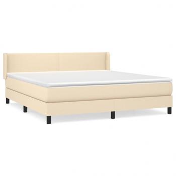 Boxspringbett mit Matratze Creme 180x200 cm Stoff