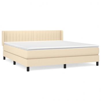 Boxspringbett mit Matratze Creme 160x200 cm Stoff