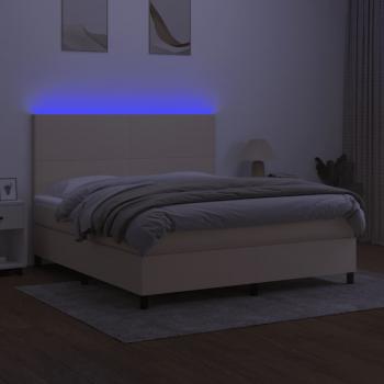 Boxspringbett mit Matratze & LED Creme 180x200 cm Stoff