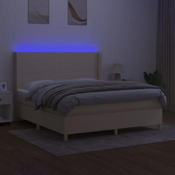 Boxspringbett mit Matratze & LED Creme 180x200 cm Stoff